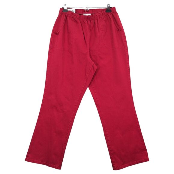 D.&Co. How Timeless Ankle Pants Women 1X‎ Red Bootcut Pockets Pull On Stretch - Picture 1 of 11